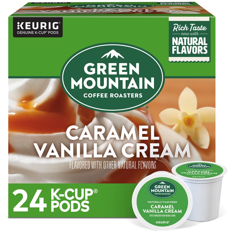 Green Mountain Coffee Roasters Caramel Vanilla Cream, Single-Serve Keurig K-Cup Pods, Flavored Light Roast Coffee, 24 Count - Image 1